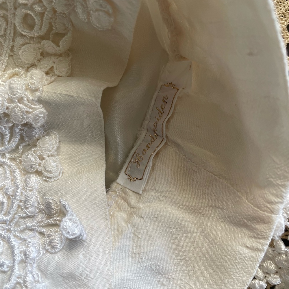 Vintage Handmaiden Ivory Silk Baby Outfit 3 piece Set Top Bloomers & Hat 6M - Picture 5 of 12